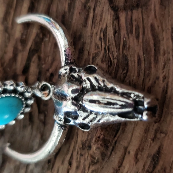 (B) Gypsy Turquoise Bull Earrings Boho Earrings Cowgirl Western Vaqueras - Picture 6 of 9